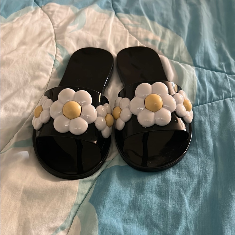 Melissa Black and White Floral Flats size 6